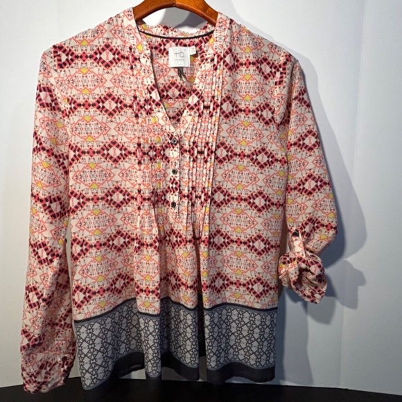 HD in Paris Anthropologie Kaveri Pin-Tucked Pullover Boho Top Size 6 - Picture 2 of 14